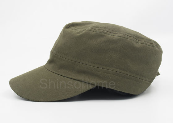 Adjustable Unisex 100% Cotton Military Cap Army Green Metal Buckle 56 - 60 CM
